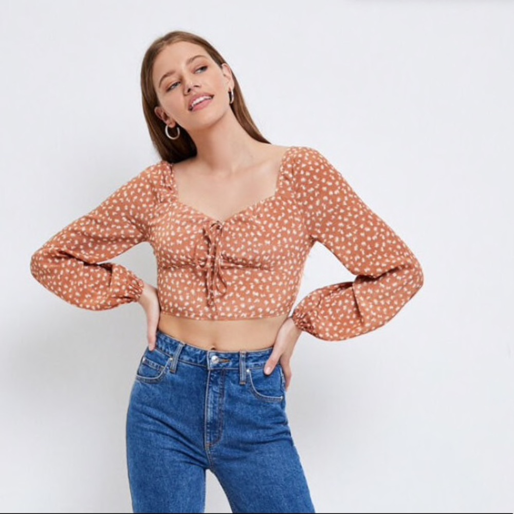 Pac Sun LA Hearts Long Sleeve Tie Front Top Size S